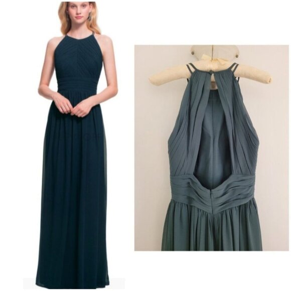 Bill Levkoff Black Formal Chiffon Pleated Dress Size 8 - Picture 3 of 13